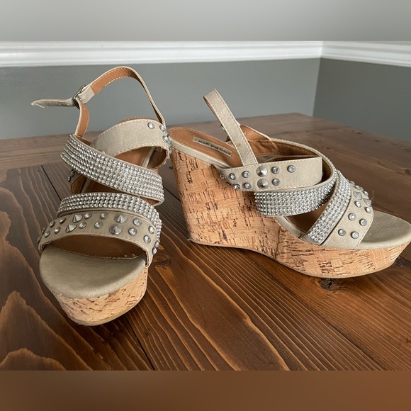 Not Rated Shoes - Jeweled Nude Wedges • Size: 8
